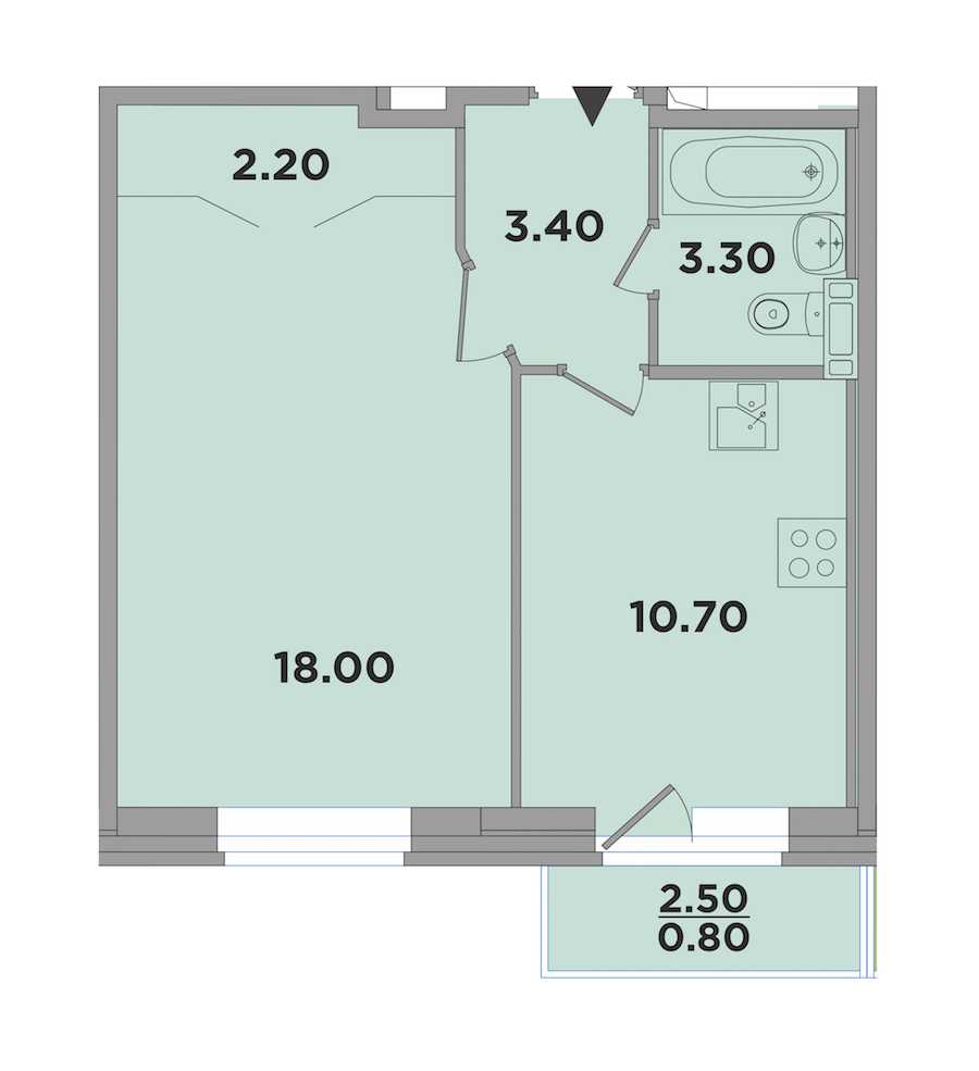 Однокомнатная квартира в : площадь 37.6 м2 , этаж: 2 - 4 – купить в Санкт-Петербурге